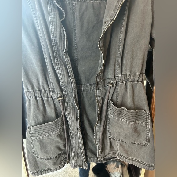 Mossimo Supply Co. Dark Gray Jacket Lightweight Hooded Cinch Waist Size S/P - Picture 3 of 6